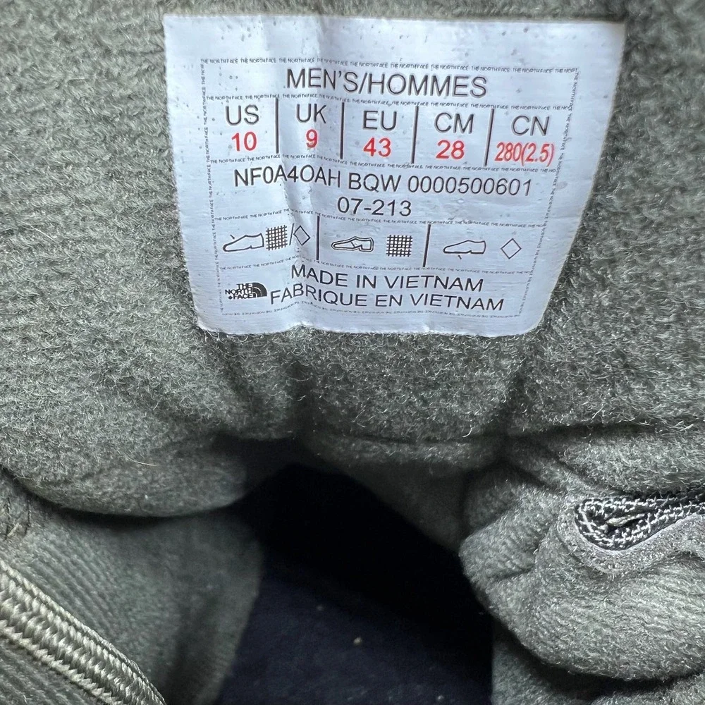 The North Face Chilkat Nylon II Boots Mens 10 Grey Waterproof Insulated NF0A4OAH